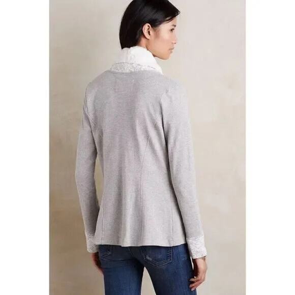 ANTHROPOLOGIE Saturday Sunday Ambrose Knit Jacket Size XS Gray Faux Fur - Picture 2 of 8